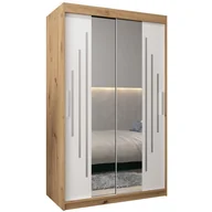 Szafy - Szafa przesuwna ubraniowa z lustrem i półkami York 1 120 artisan sonoma czarna biała - miniaturka - grafika 1