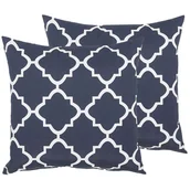 Poduszki ogrodowe - Beliani Zestaw 2 Poduszek Ogrodowych Marokańska Koniczyna 40 X 40 Cm Niebieski - miniaturka - grafika 1