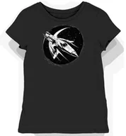 Koszulki i topy damskie - Koszulka damska czarna z motywem srebrnego myśliwca S - miniaturka - grafika 1