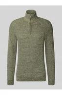 Swetry męskie - Sweter z dzianiny o kroju slim fit z zamkiem błyskawicznym model Darik - Blend - miniaturka - grafika 1