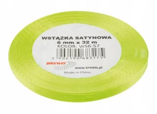 Brewis Wstążka dekoracyjna satynowa 6mm/32m jasnozielona - Pasmanteria - miniaturka - grafika 1