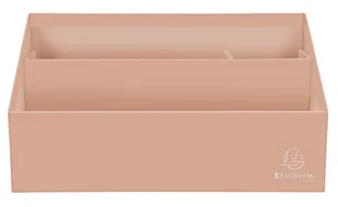Exacompta 67961D Organizer na listy Aquarel z 3 przegródkami o wymiarach 25x10x14 cm na listy oraz długopisy koralowy pastelowy pojemnik na listy pudełko na dokumenty wykonany z bardzo mocnej tektury - Pojemniki biurowe - miniaturka - grafika 1