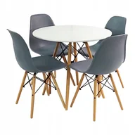 Stoły z krzesłami - Zestaw stół Dsw 70 biały 4 grafitowe krzesła Milano - miniaturka - grafika 1