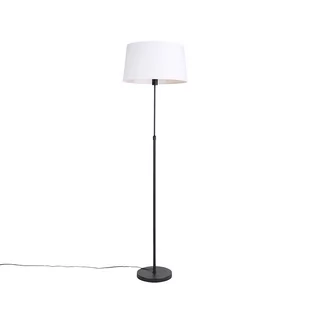 QAZQA Lampa podłogowa regulowana czarna klosz lniany biały 45cm - Parte - Lampy stojące - miniaturka - grafika 1
