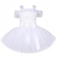 Stroje karnawałowe - Strój Przebranie Sukienka Anioł Aniołek Biała Tiul Tutu 128-140 Cm (Xxxl) - miniaturka - grafika 1