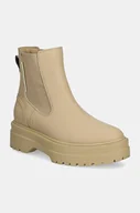 Botki damskie - Tommy Hilfiger sztyblety RUBBERISED CHELSEA TL damskie kolor beżowy na płaskim obcasie FW0FW08162 - miniaturka - grafika 1
