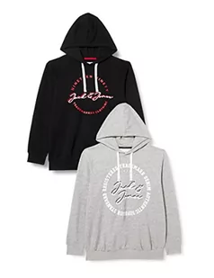 JACK&JONES PLUS Męska bluza z kapturem, Jasnoszary melanż/opakowanie: LG M+czarny, 4XL duże rozmiary - Bluzy męskie - miniaturka - grafika 1