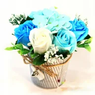 Sztuczne kwiaty - Bukiet mydlany Vintage błękitny - miniaturka - grafika 1