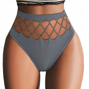 MAJTKI DAMSKIE SEK SOWNE STRINGI KOBIECE FIGI ELASTYCZNE WYSOKI STAN KOLORY SZARE - Majtki damskie - miniaturka - grafika 1