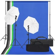 Lampy studyjne - vidaXL Fotograficzny zestaw studyjny z lampami i tłami - miniaturka - grafika 1
