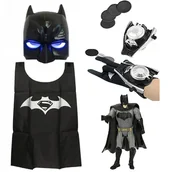 Dodatki do strojów karnawałowych - STRÓJ BATMAN ZESTAW 5W1 MASKA PELERYNA WYRZUTNIA - miniaturka - grafika 1