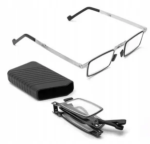 Składane okulary do czytania brelok sztywne etui anty blue plusy +3 - Okulary korekcyjne, oprawki, szkła - miniaturka - grafika 1