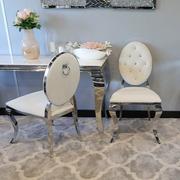 Krzesła - Krzesło Ludwik II glamour white z kołatką - nowoczesne krzesła pikowane kryształkami - miniaturka - grafika 1