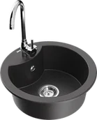 Zlewozmywaki z baterią - Mexen Diego zlewozmywak granitowy 1-komorowy z baterią kuchenną Telma, czarny nakrapiany - 6512-76-670200-00 - miniaturka - grafika 1