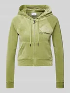 Bluzy damskie - Bluza rozpinana z wpuszczanymi kieszeniami i wyhaftowanym logo - miniaturka - grafika 1