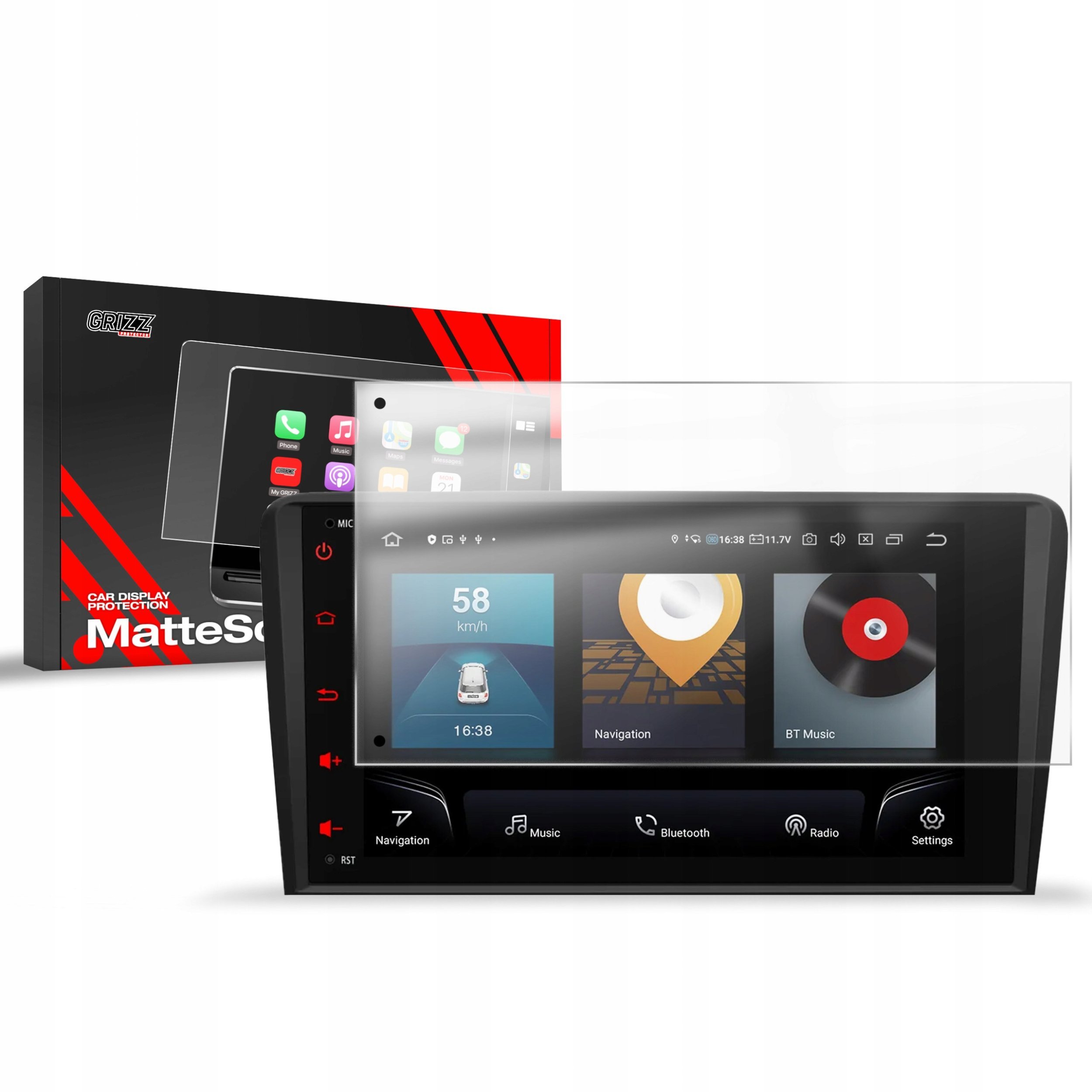 GrizzGlass Folia matowa CarDisplay Protection do Audi S3 8P Android Radio 2006-2012