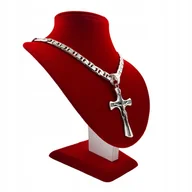 Łańcuszki - Potężny Gruby Łańcuszek Męski Splot Gucci + Duży Krzyż Srebro 925 + Gratisy - miniaturka - grafika 1