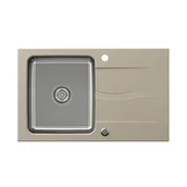 Zlewozmywaki - STEINER Zlewozmywak granitowy stal szlachetna jednokomorowy 78 48 19 cm z ociekaczem MICHAEL 111 FUSION beżowy ze stalowym odpływem FUS_M7848BE - miniaturka - grafika 1
