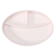 Miseczki i talerzyki dla dzieci - Talerz silikonowy THREE 2 owalny beż - miniaturka - grafika 1
