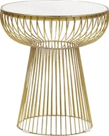 Ławy i stoliki kawowe - BELIANI Stolik kawowy biały marmur złote metalowa rama okrągły 41 x 41 cm styl glamour nowoczesny do salonu sypialni - miniaturka - grafika 1