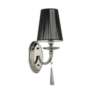 Lampy ścienne - FABIONE W1 elegancki kinkiet czarny chrom czarny abażur zawieszka kryształowa 1xE14 - miniaturka - grafika 1