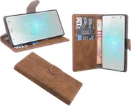 Etui i futerały do telefonów - Etui na telefon komórkowy Sony Xperia XZ2 kieszonka etui z klapką pokrowiec ochronny na smartfon brązowy - miniaturka - grafika 1
