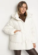 Kurtki damskie - Biała Pikowana Kurtka o Kroju Oversize z Kapturem Galandia - miniaturka - grafika 1