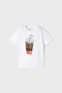 Koszulki dla chłopców - Mayoral t-shirt bawełniany dziecięcy kolor biały z nadrukiem - miniaturka - grafika 1