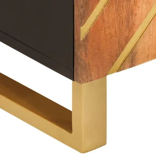 Szafka, brązowo-czarna, 60x33,5x75 cm, lite drewno mango  Lumarko! - Szafki do salonu - miniaturka - grafika 10