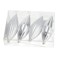 Bombki - Bombka plastikowa sopel 12 cm 4 sztuki czerwony / złoty / srebrny - miniaturka - grafika 1