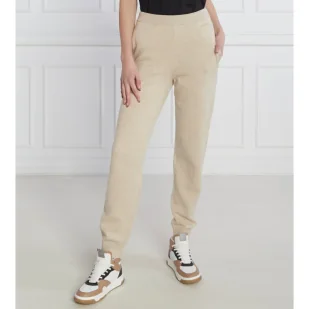 Calvin Klein Spodnie dzianinowe | Regular Fit | z dodatkiem kaszmiru - Spodnie damskie - miniaturka - grafika 1