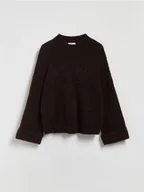 Moda i Uroda OUTLET - Reserved - Sweter z dodatkiem wełny - ciemnobrązowy - miniaturka - grafika 1