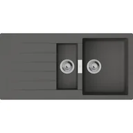 Zlewozmywaki - HANSGROHE Zlewozmywak półtorakomorowy z ociekaczem S52 43357290 Kamienna szarość 50x100 - miniaturka - grafika 1