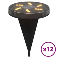 Lampy ogrodowe - vidaXL Solarne lampki gruntowe, z kolcami, 12 szt., ciepłe białe - miniaturka - grafika 1