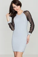 Sukienki - Elegancka sukienka z reglanowymi rękawami | Szary r. S - miniaturka - grafika 1