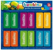 Przybory szkolne - Bambino Gumki do ścierania 36 sztuk display St Majewski - miniaturka - grafika 1