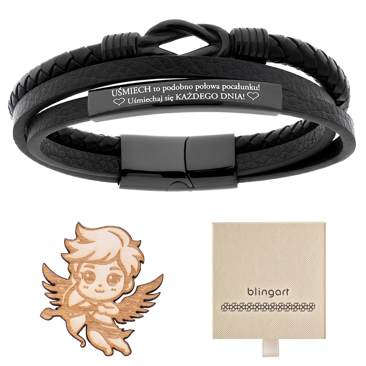 Bransoletka z GRAWEREM męska / damska STAL węzeł C