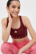 Bielizna sportowa damska - adidas Performance biustonosz sportowy Powerreact kolor bordowy - miniaturka - grafika 1