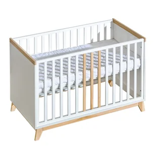 ATB Meble - Białe Drewniane Łóżeczko Niemowlęce 2w1 120x60 - Łóżeczka i kojce - miniaturka - grafika 1