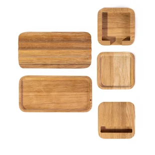 Zestaw akcesorii drewniane organizery organizer biuro drewno dębowe - Przyborniki na biurko - miniaturka - grafika 1