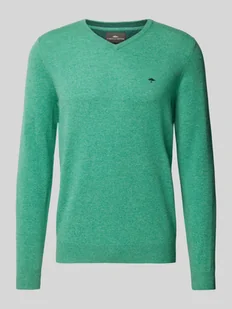 Sweter z dzianiny z dekoltem w serek - Swetry męskie - miniaturka - grafika 1