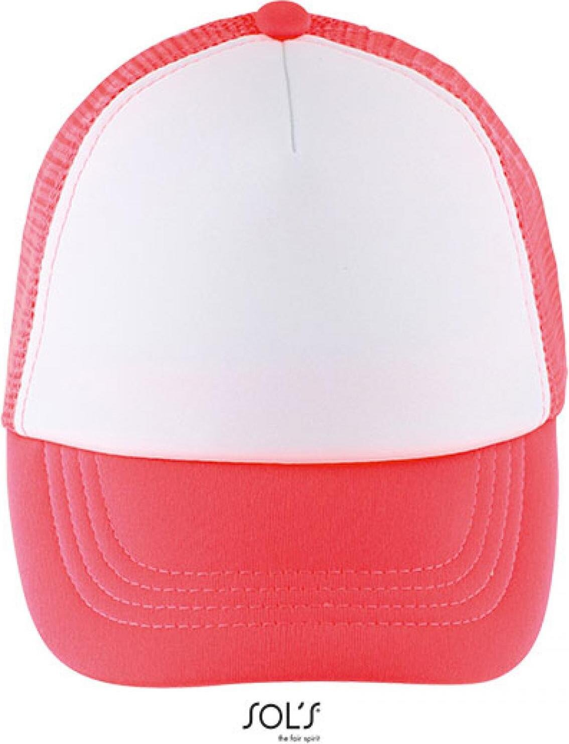 SOLs 03091 Czapka dziecięca Bubble Kids Cap, 5-panelowa - Kolor: Biały/Neon Coral - Rozmiar: Jeden rozmiar