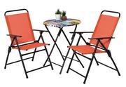 Meble ogrodowe - Zestaw balkonowy stolik + 2 krzesła pomarańczowe - miniaturka - grafika 1