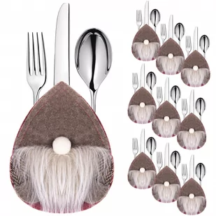 Kieszonka na sztućce 10szt. świąteczne etui, skrzaty ozdoba świąteczna - Ozdoby bożonarodzeniowe - miniaturka - grafika 1