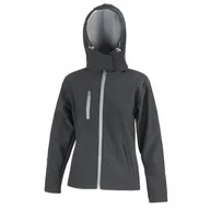 Kurtki damskie - Kurtka damska Soft Shell z kapturem rozpinana Czarny/Szary r. S - miniaturka - grafika 1