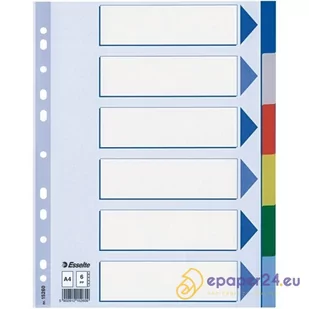 PRZEKŁADKI PLASTIKOWE 6 KARTEK ESSELTE PP A4 KOLOROWE - Przekładki do segregatorów - miniaturka - grafika 1