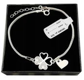 Bransoletki - Srebrna bransoletka koniczynka SERCE kr.Swarovski - miniaturka - grafika 1