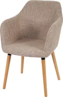 Krzesła - Krzesło do jadalni Malmö T381, krzesło kuchenne, design retro 50s ~ tekstylny, kremowy/szary, jasne nogi - miniaturka - grafika 1