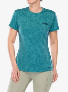 Koszulka szybkoschnąca damska Columbia Bluebird Canyon S/S Crew - river blue popflorid jacquard - Koszulki i topy damskie - miniaturka - grafika 1