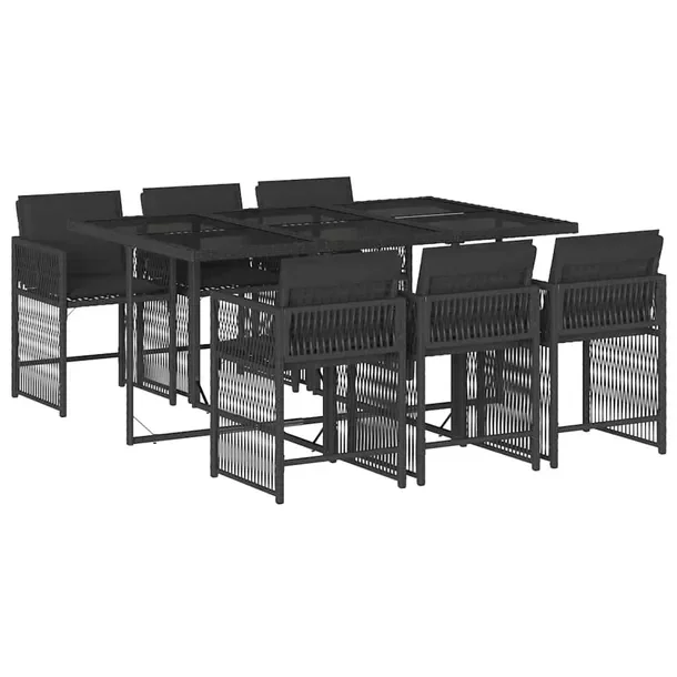 Zestaw mebli ogrodowych rattan PE czarny 165 x 106 x 73 cm, 6 krzeseł